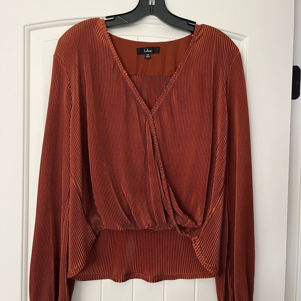 Rust long sleeve blouse
